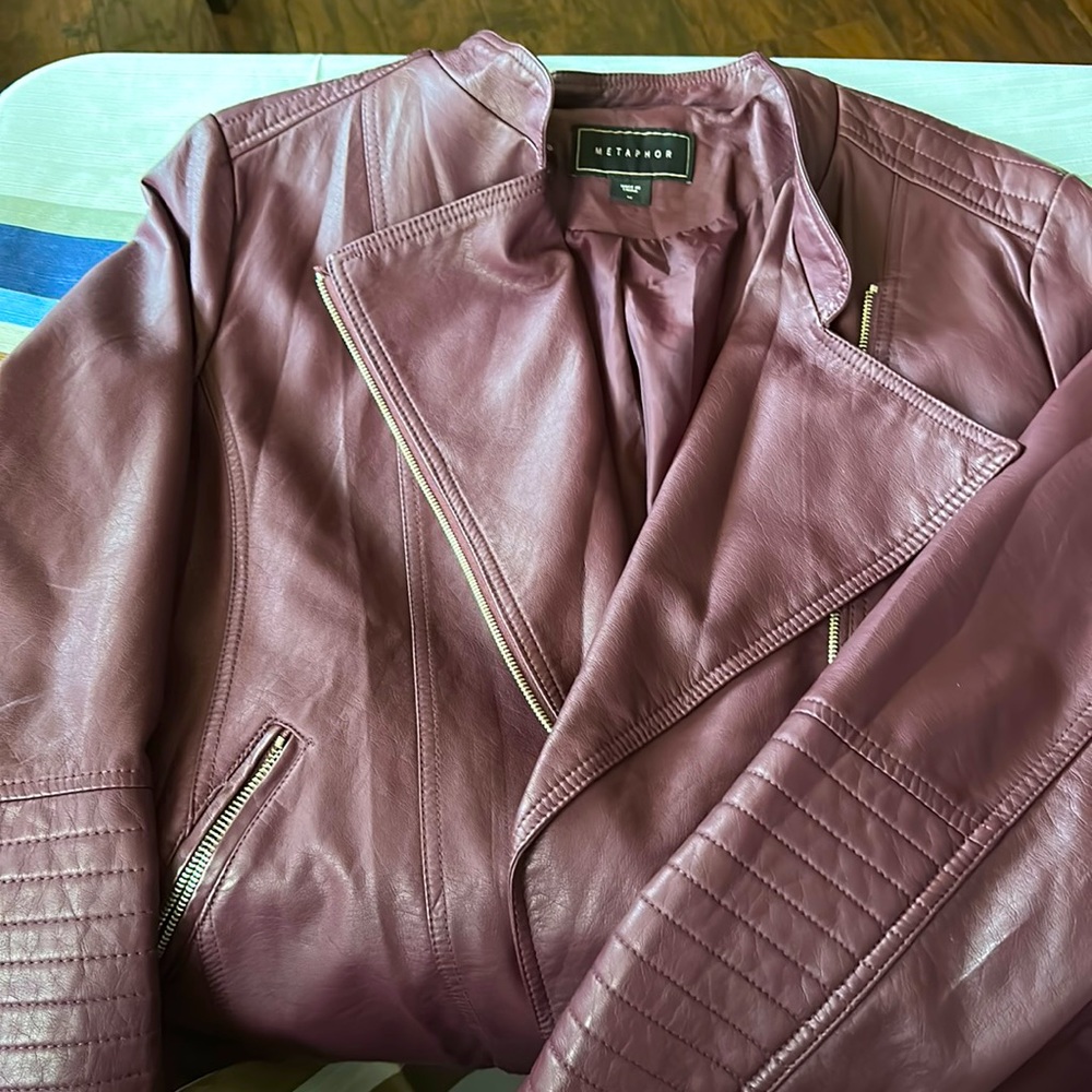 Plum purple leather jacket worn once size 1x